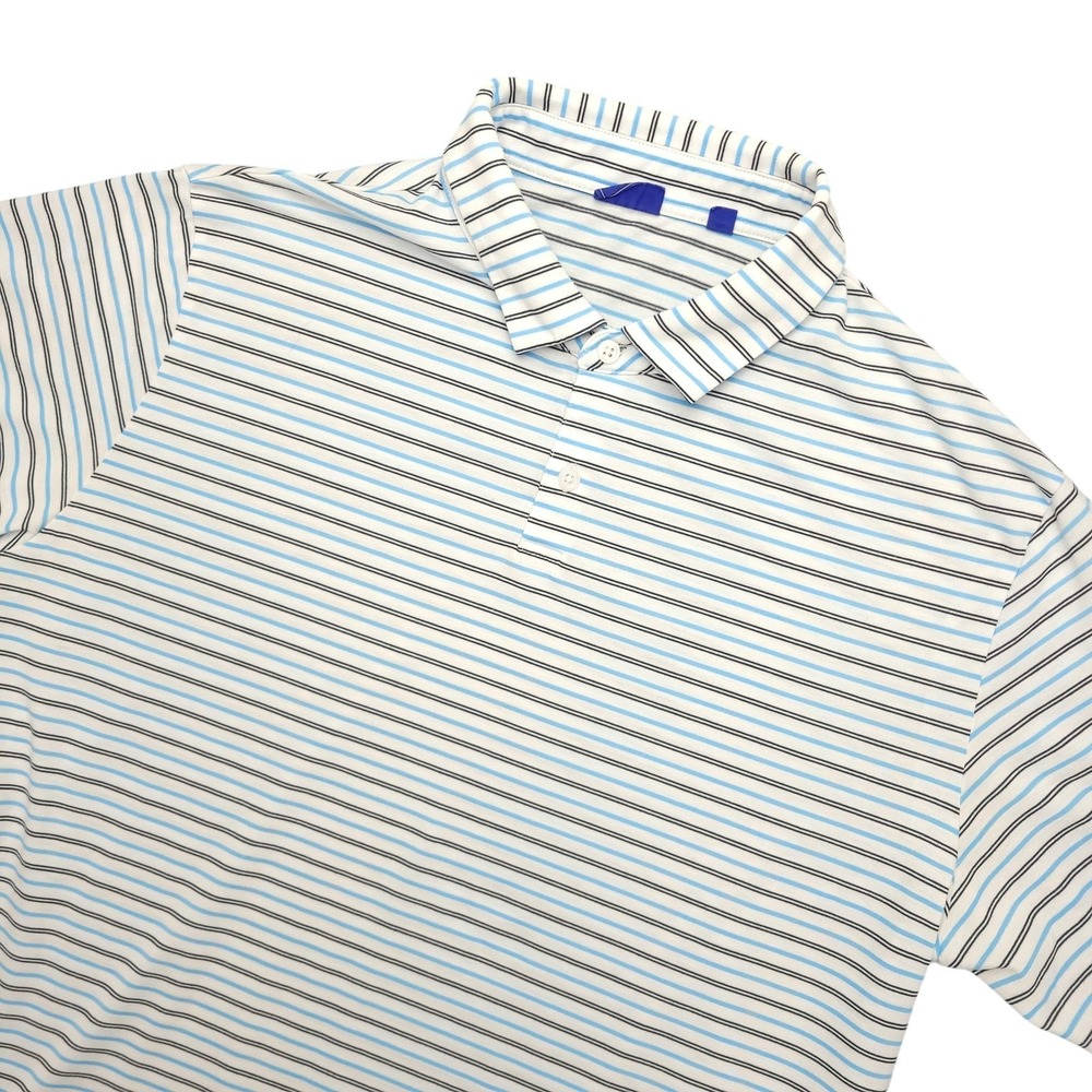 FootJoy Polo Shirt Mens XL White Blue‎ Stripe Golf Stretch Performance Top